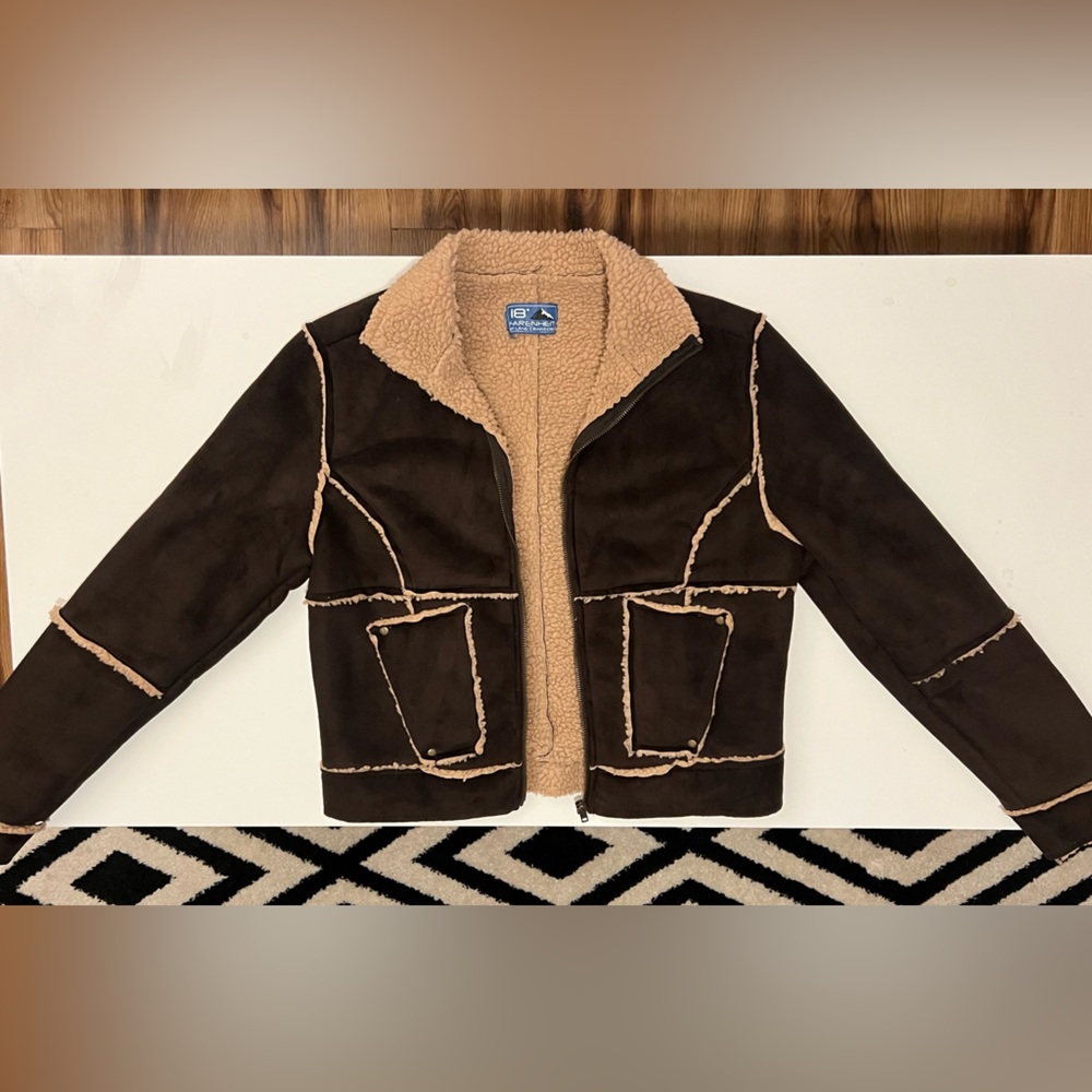 18 Farenheit-90’s Vintage, Brown, Sherpa Lined/Trim, Jacket/Coat